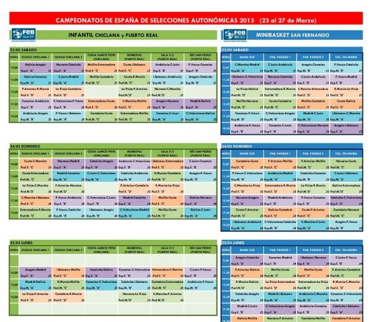 Calendario de los Campeonatos de España de Selecciones Autonómicas