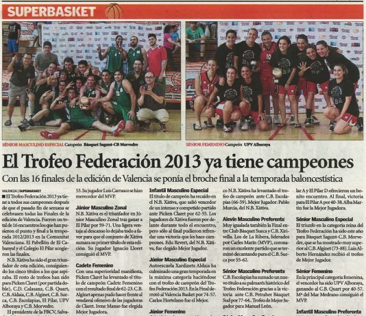 Superdeporte y Levante-EMV con el Trofeo Federación 2013